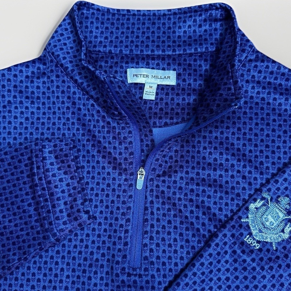 Peter Millar Perth 1/4 Zip Mens Medium Performance Pina Skullada Detroit Golf